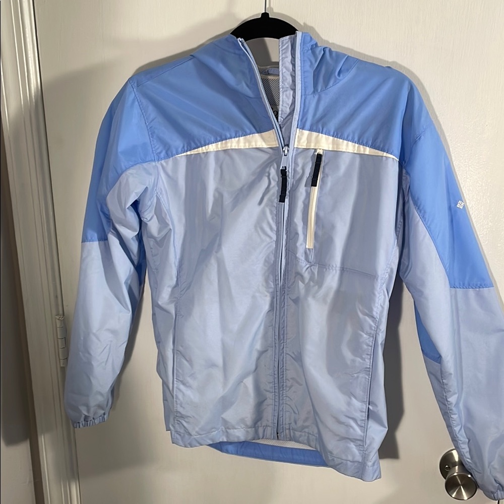 Columbia Blue Windbreaker Jacket with Hood